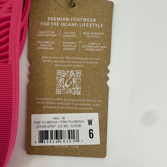 OluKai Women's 'Aka Water Resistant Knotted Thong Sandals Pink Plumeria Size 6 - Picture 11 of 11